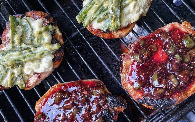 Grilled Pork Chops with Raspberry Jalapeno Jelly Sauce