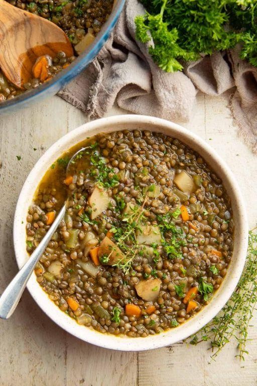 Herbed Lentil Soup with Lemon and Garlic