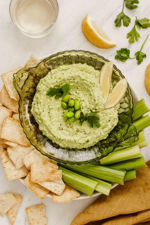 Lemon Zest Cilantro Edamame Hummus