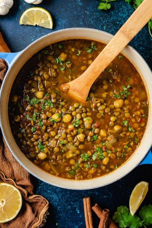 Moroccan Lentil Soup with Lemon and Harissa