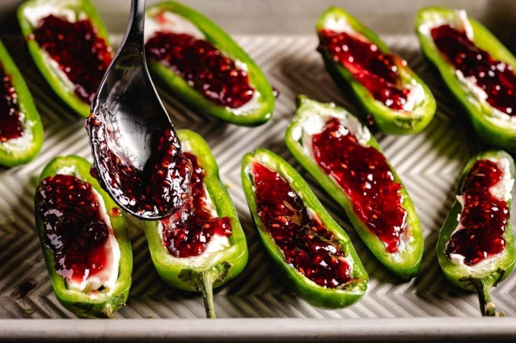 Raspberry Jalapeno Jelly and Cream Cheese Stuffed Peppers