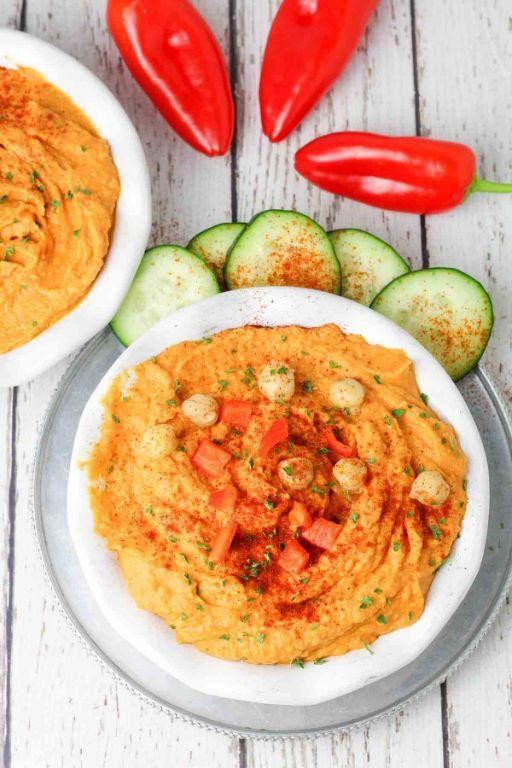 Roasted Red Pepper Cilantro Edamame Hummus