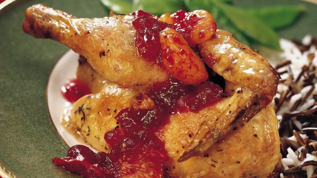 Slow Cooker Cornish Hens with Cranberry Sauce