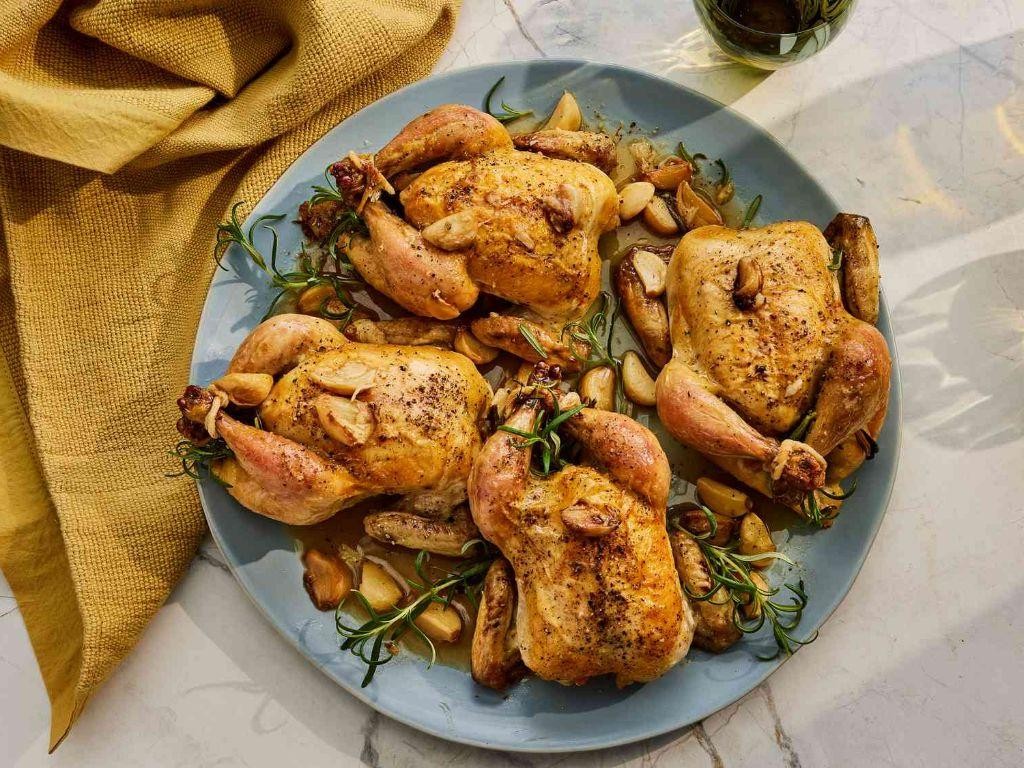 Slow Cooker Cornish Hens with Garlic and Rosemary
