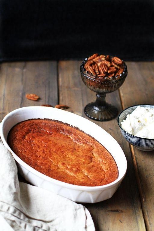 Spiced Pumpkin Casserole Souffle with Pecans