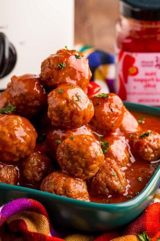 Spicy Raspberry Jalapeno Jelly Meatballs