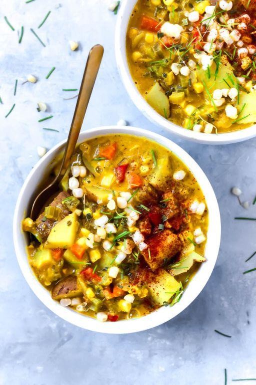 Spicy Vegetarian Green Chile Stew with Corn
